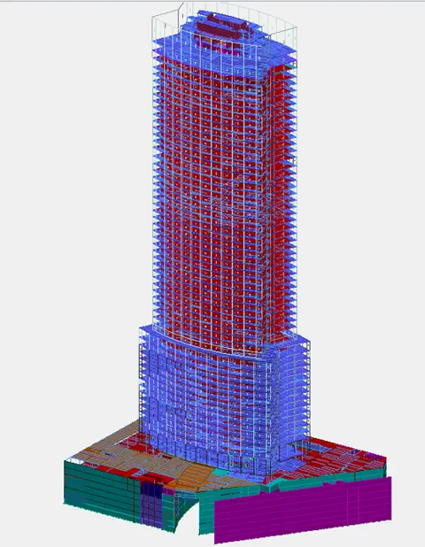 Modèle EF — vue d'ensemble tour et infrastructure, variante de représentation.